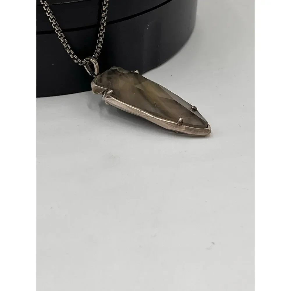 Kendra Scott Kimmy Gray Pearl Arrowhead Antique Silver‎ Pendant Necklace